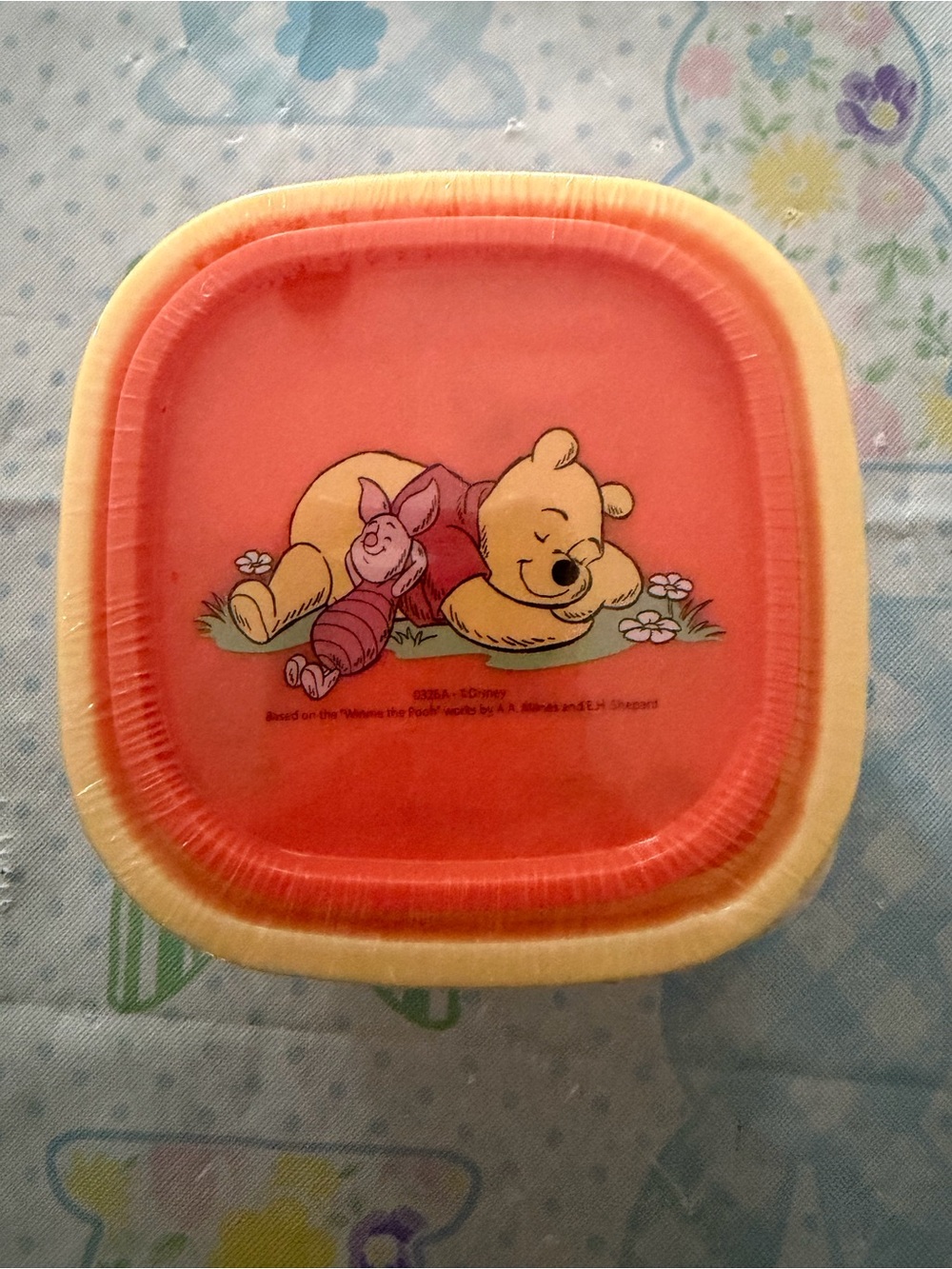 3/$20 bundle Winnie the Pooh Red & Yellow Square Snack Container